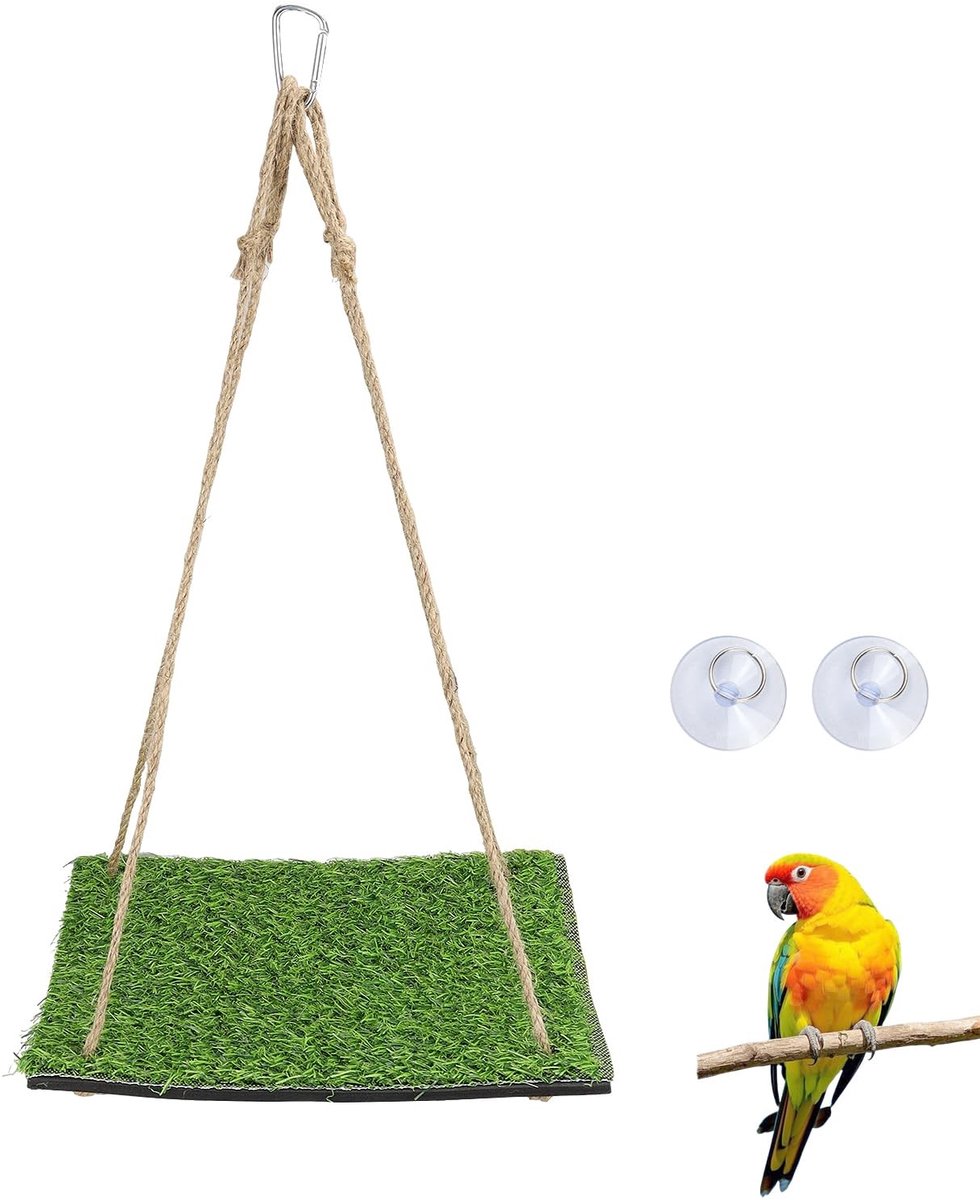 Omgoods - Hangmat voor Vogels met Kunstgras en Haken