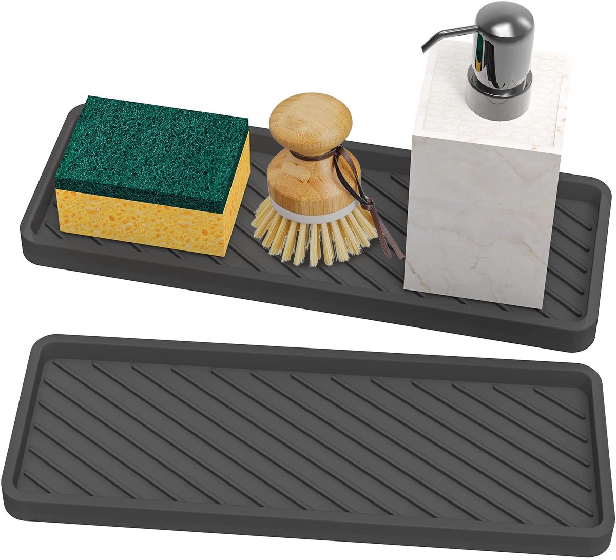 Omgoods - Siliconen Afwasbak Organizer, Set van 2, Zwart