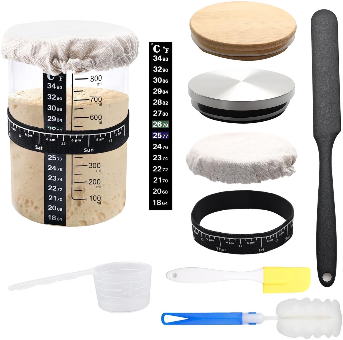 Omgoods - Starterset voor Zuurdeeg met 900 ml Glazen Pot
