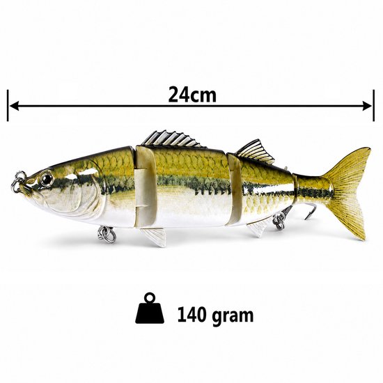 S&D - Grote Swimbait - 24 cm - 140 g - Geel - XL Snoek Kunstaas van S&D — afbeelding 3