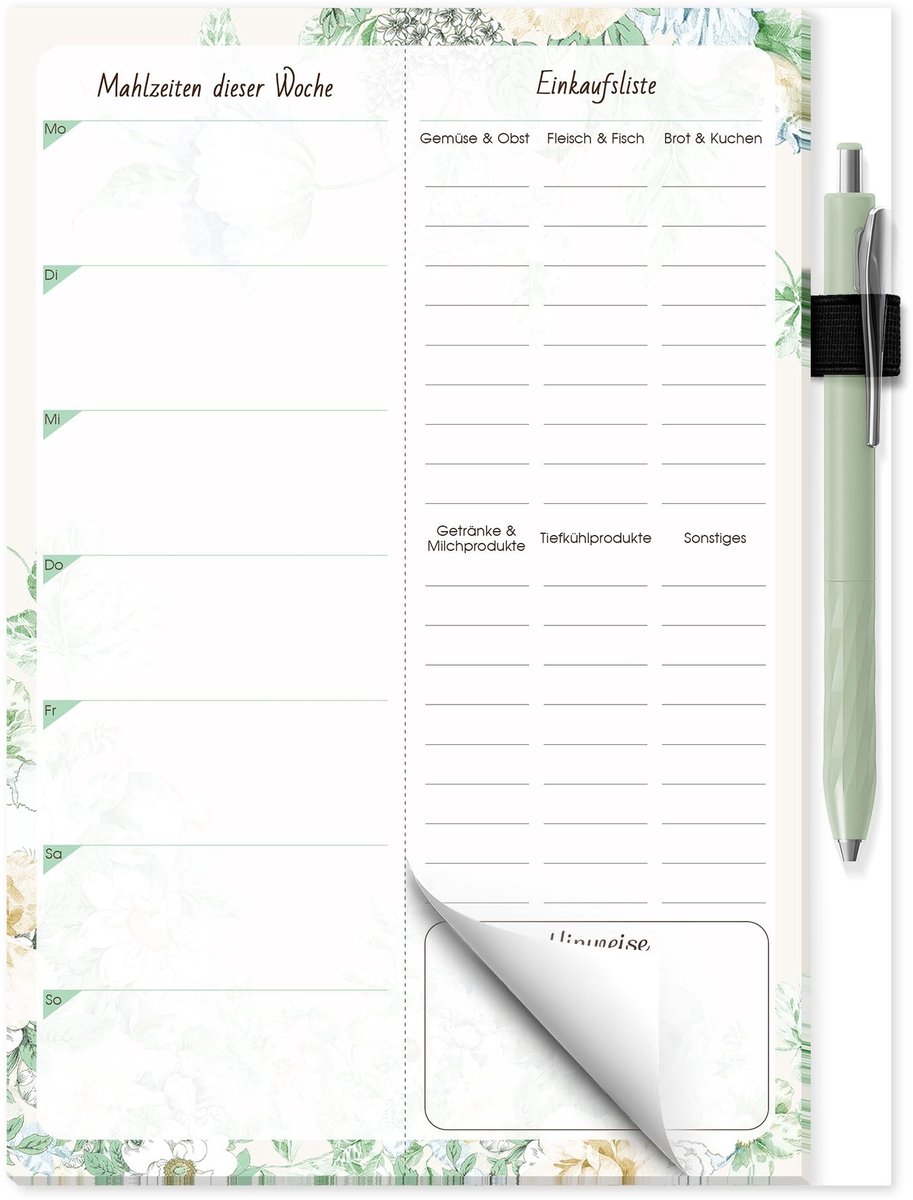 Omgoods - Maaltijdplanner voor de Koelkast met Winkellijst en Receptenkaarten