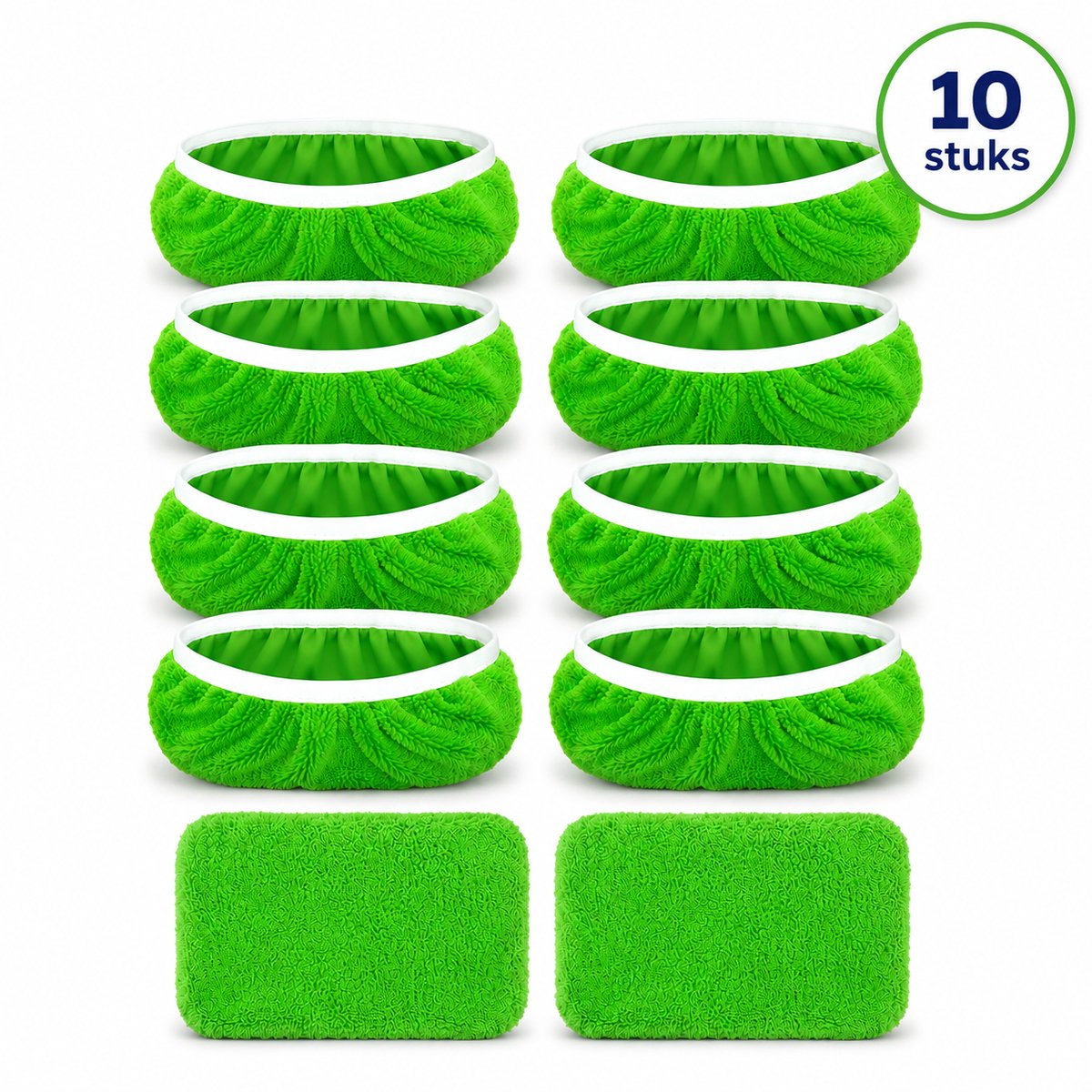Microvezel Mop Pads Set – 10 Stuks – Vervangingsdoeken voor Vloermop – Wasbaar & Herbruikbaar – Geschikt voor Harde Vloeren – Groen