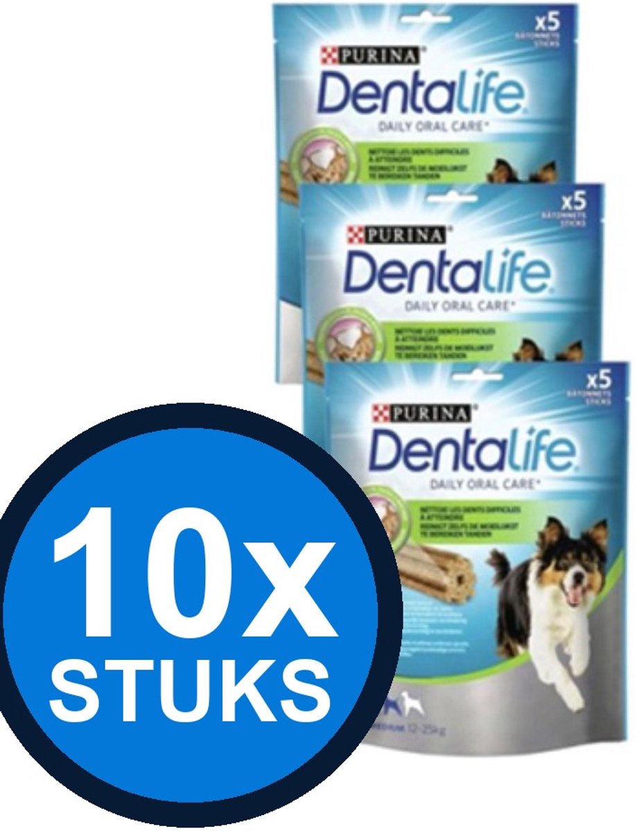 10x Dentalife - Medium Hondensnack - Hondenvoer Snacks - 115 g