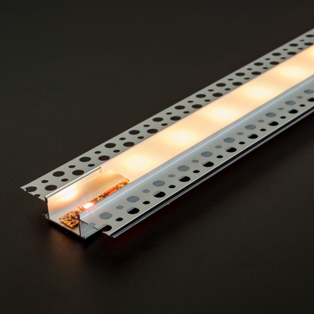 Inbouw LED-Profiel Aluminium Voor Gipsplaat En Stucwerk - Verborgen/Verzonken Met Opale Diffuser - Geschikt Voor LED-Strip Tot 20 mm - 1000 x 61 x 13 mm - 1 Stuk [41025A1]