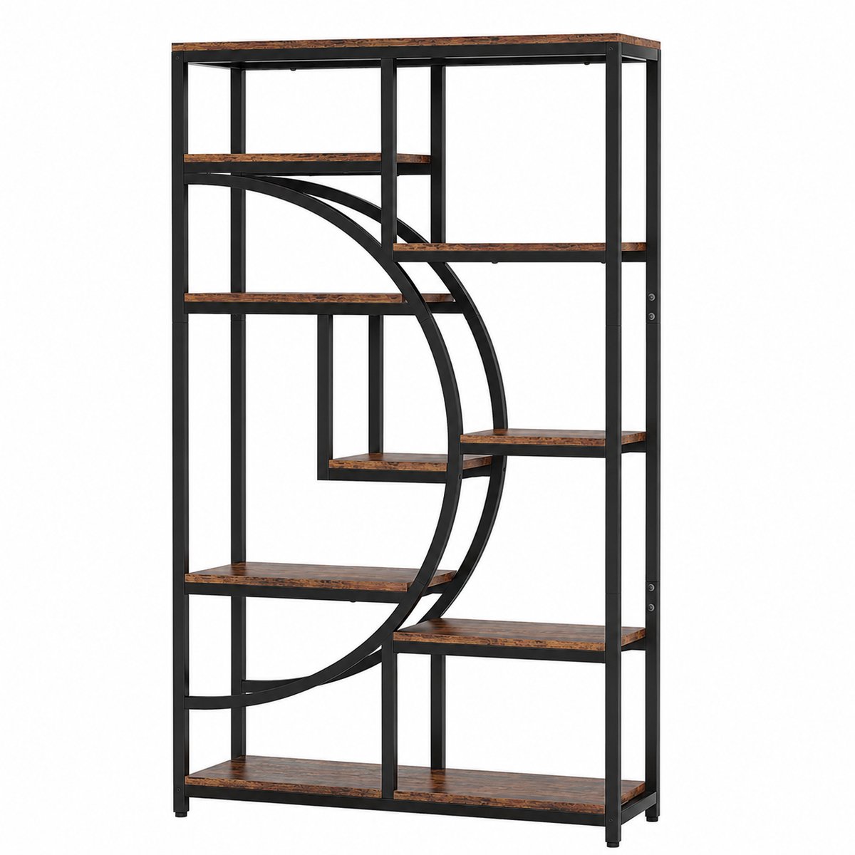 AALVERO - Boekenkast - Etagere - Display kast - 5 Laags - Industrieel - Eetkamer - Woonkamer - 95 x 30 x 175 cm - Bruin/Zwart
