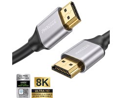 Phreeze - HDMI Kabel - HDMI 2.1 Kabel - Ultra High Speed - 8K 60Hz / 4K 144Hz / 120Hz - 48Gbps - HDR/eARC/ARC/Ethernet - HDMI naar HDMI - Geschikt voor PS5 Xbox TV Monitor - 1.8 Meter