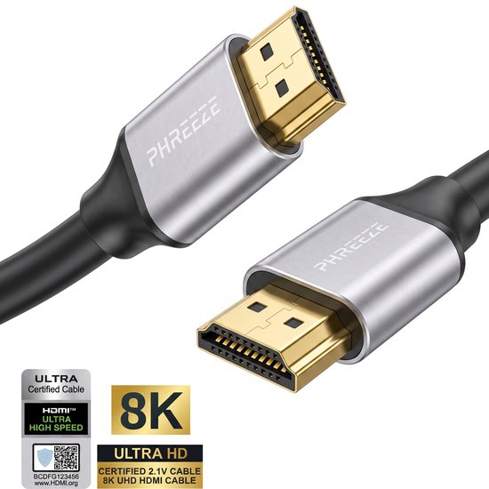 Deux connecteurs HDMI 2.1 Phreeze avec contacts plaqués or.