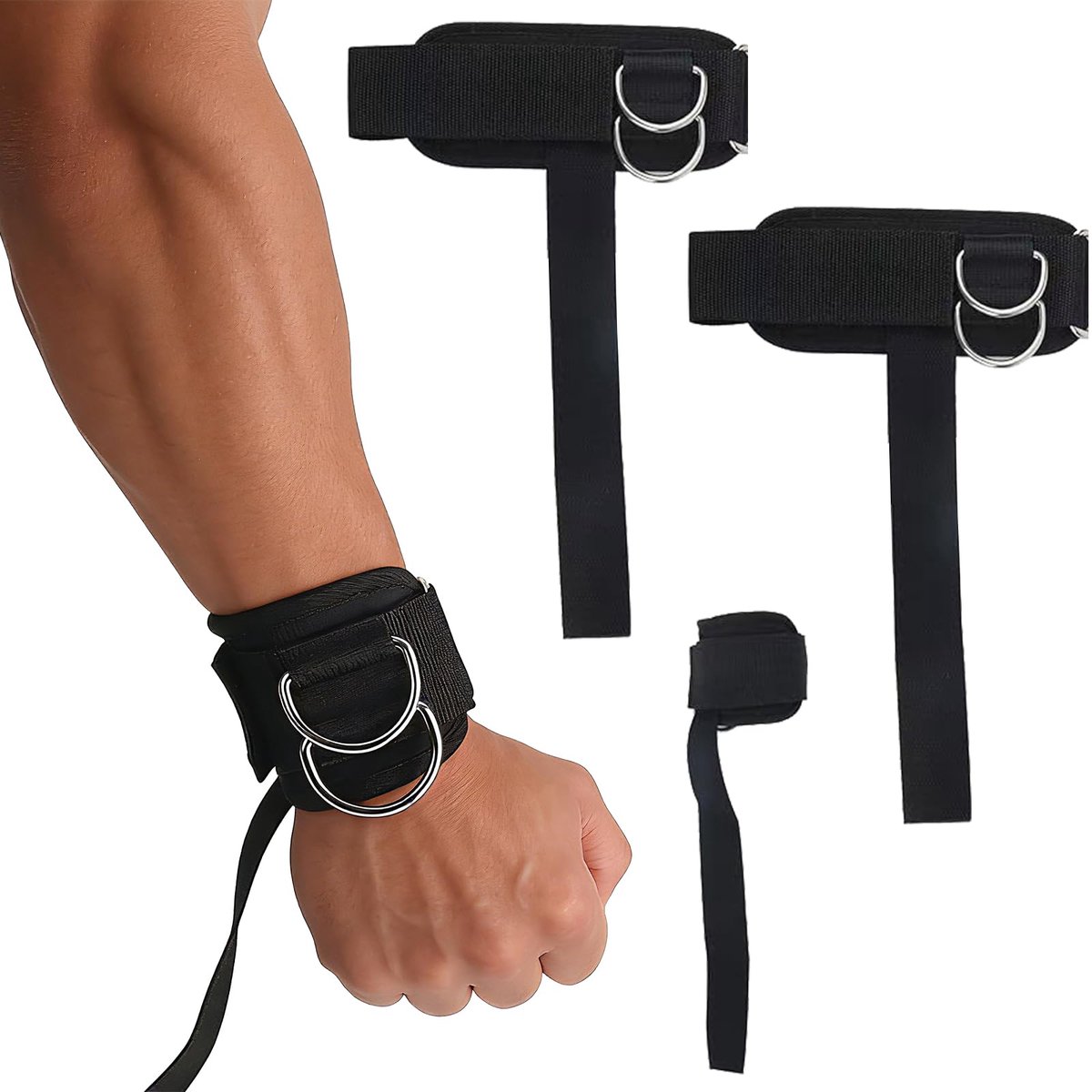 Set van 2 Gewichthefbanden met D-Ringen - Polsbanden voor Krachttraining & Fitness - Verstelbare Lifting Straps voor Deadlifts, Pull-ups, Cable Machines & Bodybuilding - Extra Grip en Polsondersteuning