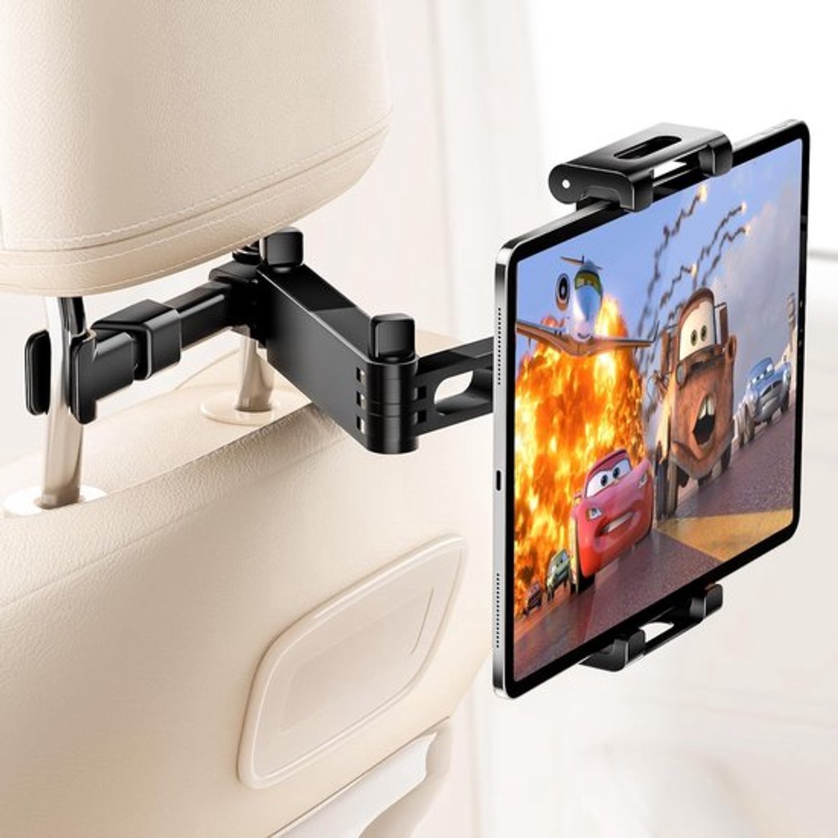 Tablet Houder Auto Hoofdsteun Met Verstelbare Uitschuifbare Arm, 360° Draaibaar Universeel Houder Voor Tablet & Telefoon, Achterbank Reis Autoaccessoire