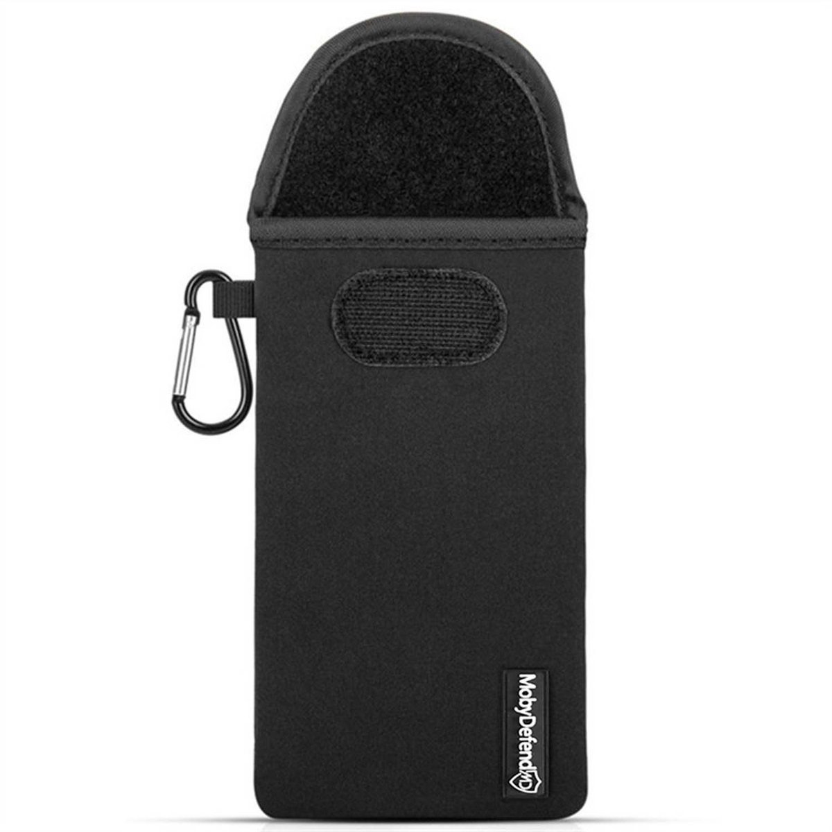 MobyDefend Hoesje - Geschikt voor iPhone 18 Pro - Neopreen Pouch Met Karabijnhaak - Insteek - Riemlus - Zwart