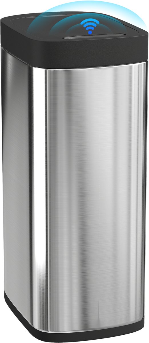 HOMCOM Sensor Prullenbak - Metaal - 26,5x35,5x68cm - Zilver