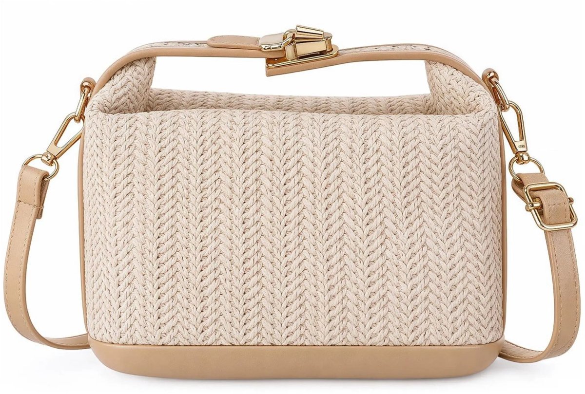 Casalora Dames Tassen – Zomer Strandtas Dames – Stro Tas Geweven – Crossbody Schoudertas – Kleine Handtas (18×11×9 cm) met Handvat – Kaki – Compact & Lichtgewicht