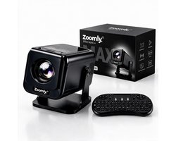 Zoomly® Pro MAX+ Mini Beamer – 700 ANSI Lumen – Thuisbioscoop Beamer met Android 14, WiFi 6 & Bluetooth 5.4 – Full HD 1080p – Ondersteunt 4K – Gratis Smart Remote