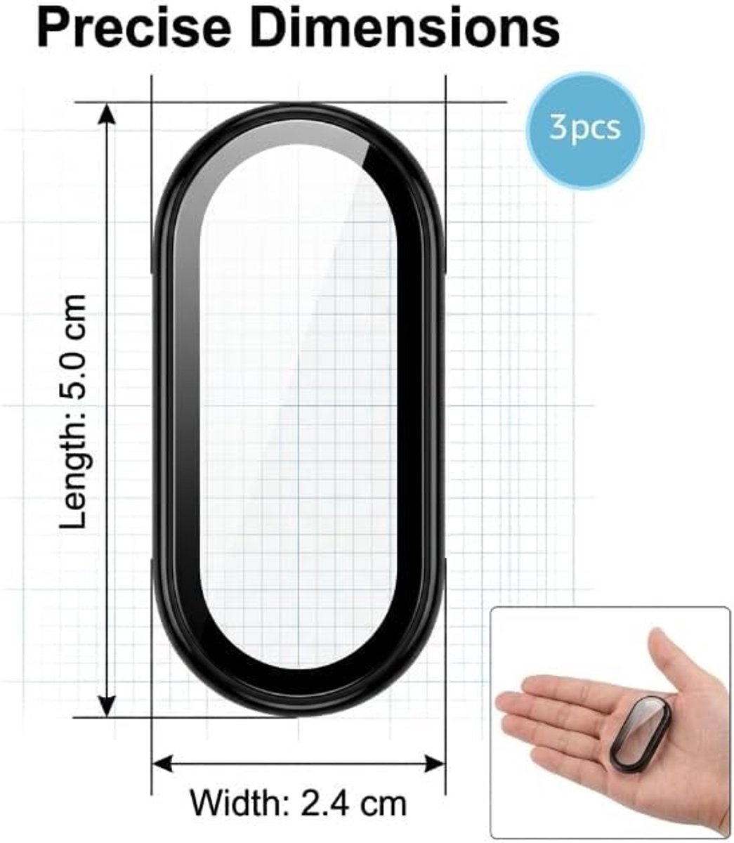 Volledige bescherming met schokbestendige hoes en gehard glas voor Smart Band 9, 3D ontwerp, HD helderheid, 3 stuks