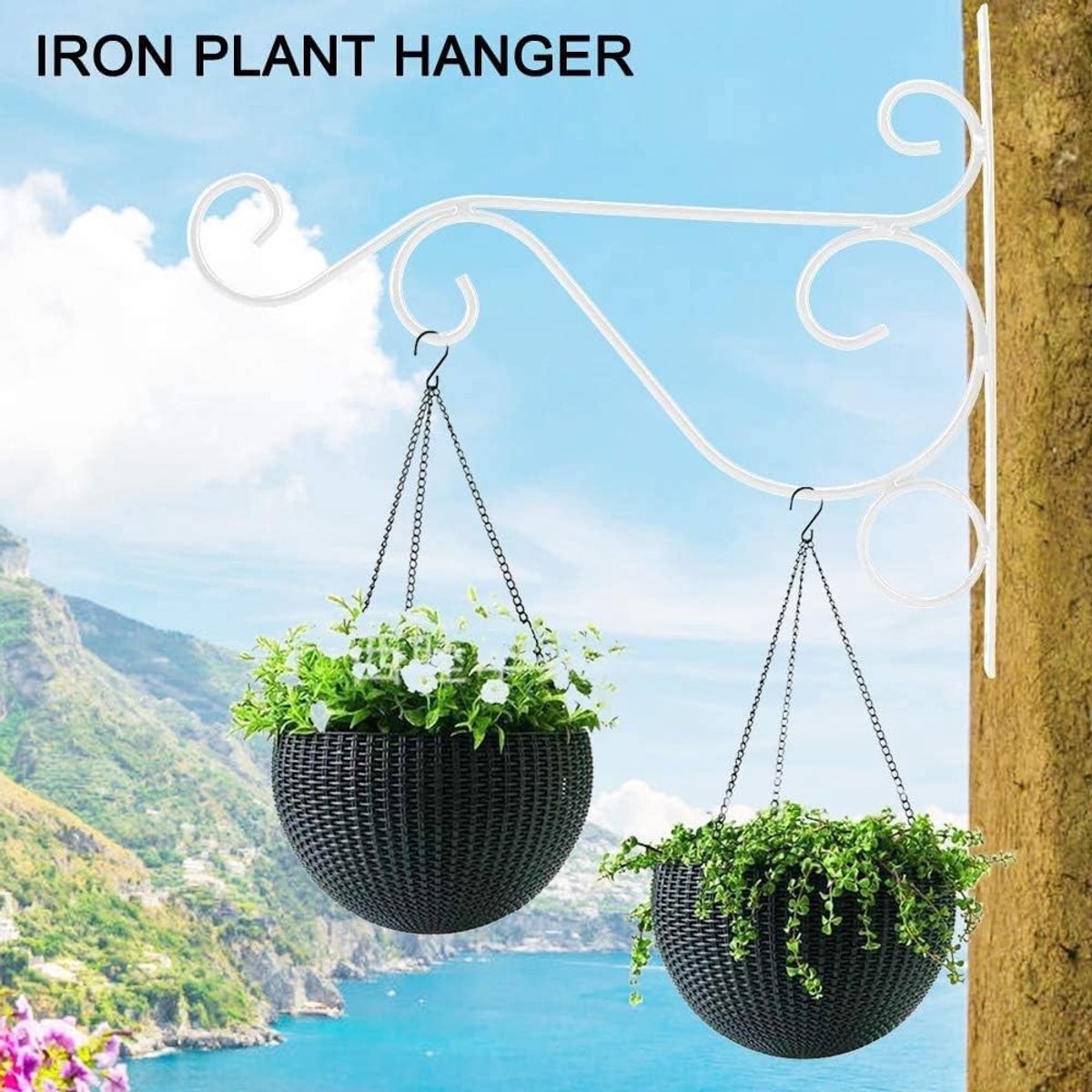 Hangende Plantenbeugel - Wit - 25 x 21 cm - Duurzaam Ijzeren Plantenhanger - Voor Huistuindecoratie