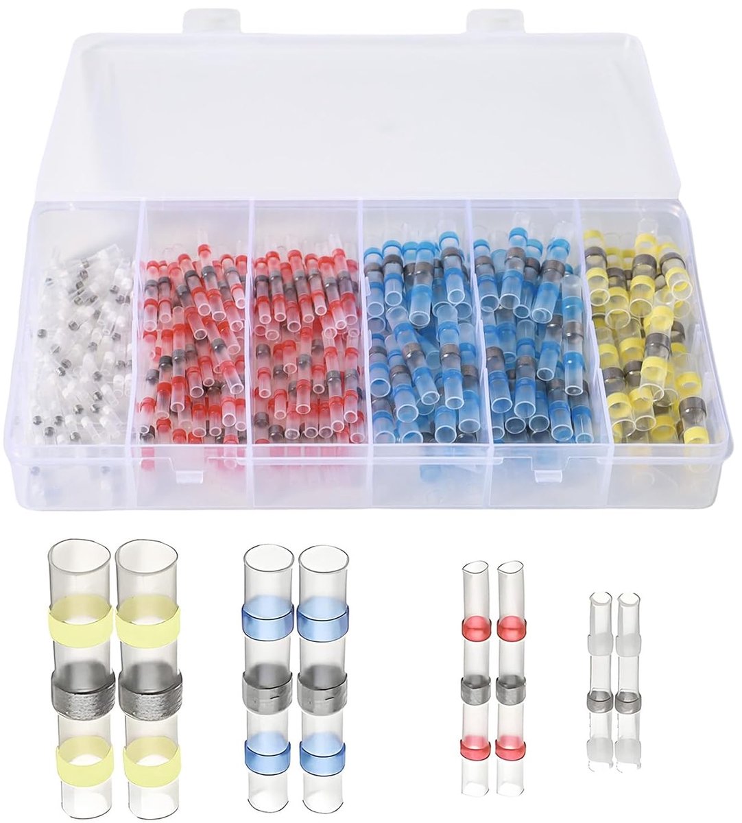 Set van 200 stuks, 26-10 AWG, kabelverbinders, waterdicht, geïsoleerde krimpkous met soldeertin, krimpkous met krimpkous voor auto's, boten, elektronica-industrie