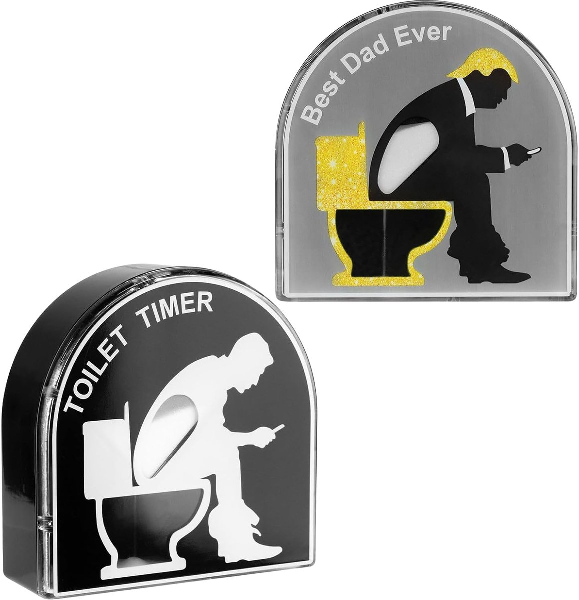 5 minuten toiletten, zandloper, timer, set van 2, wc-timer, zandloper voor badkamer, grappige cadeaus voor mannen, papa, echtgenoot, Vaderdag, creatieve badkamerdecoratie en tijdmanagement