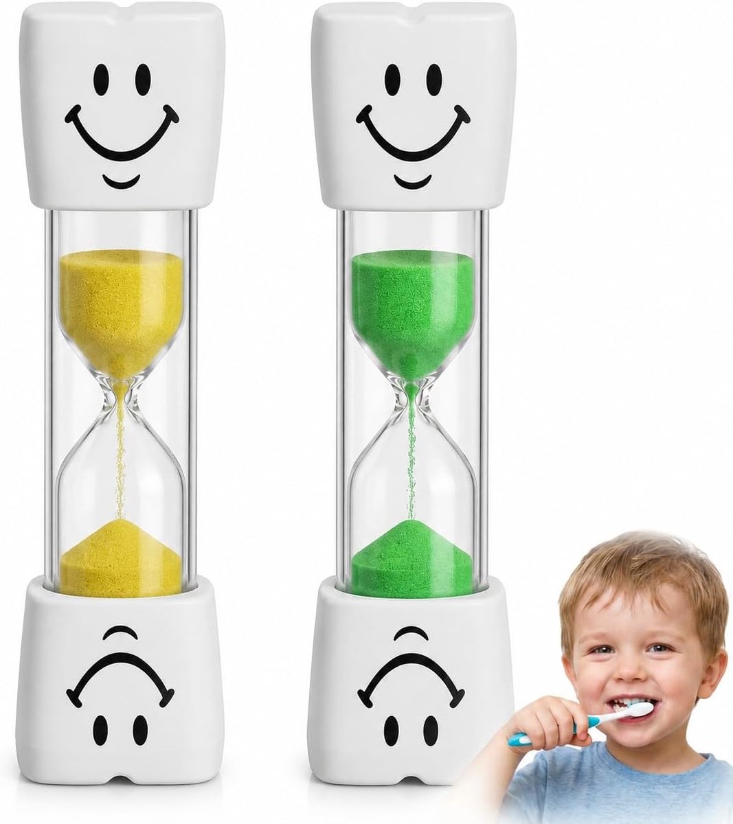2 stuks zandlopers, tandpoetsen voor kinderen, 3 minuten, zandloper, tandenpoetsen, timer, duurzaam tandenpoetsen, tijdmanagement, onbreekbaar, waterdicht, horloge voor kinderen, voor keuken