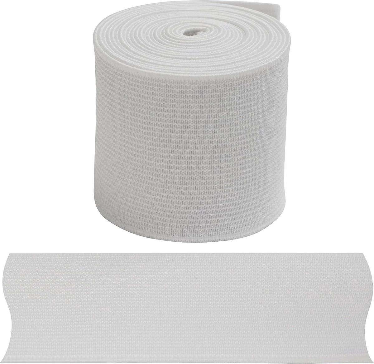- C67406 - Elastisch vlak geweven band 2 m - breedte 50 mm - kleur wit - gemaakt van polyester en latex - confectie, kleinwaren, naaien, kleding, stoffen, riemen, broeken, rokken