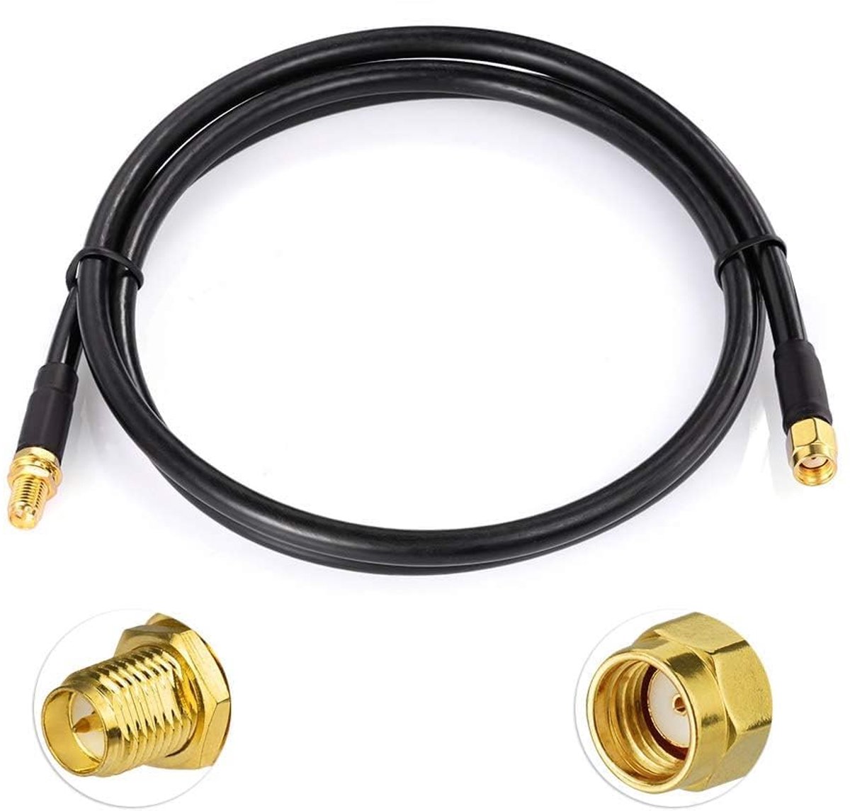Verlengkabel WLAN-antenne RP-SMA mannelijk naar vrouwelijk ALSR240 1 m | Coaxiale verlengkabel met laag verlies, voor wifi-router, draadloze camera, videocamera, PCI-netwerkkaart PCIE, module