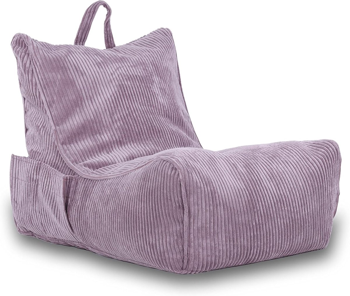 - Flavio poef - Fluwelen Chaise Longue - Warme poef met zak en handvat - Binnen fauteuil - Zitzak met handvat - Materiaal Corduroy - 80x60cm - Buidelzak met handvat - Poeder Sz63