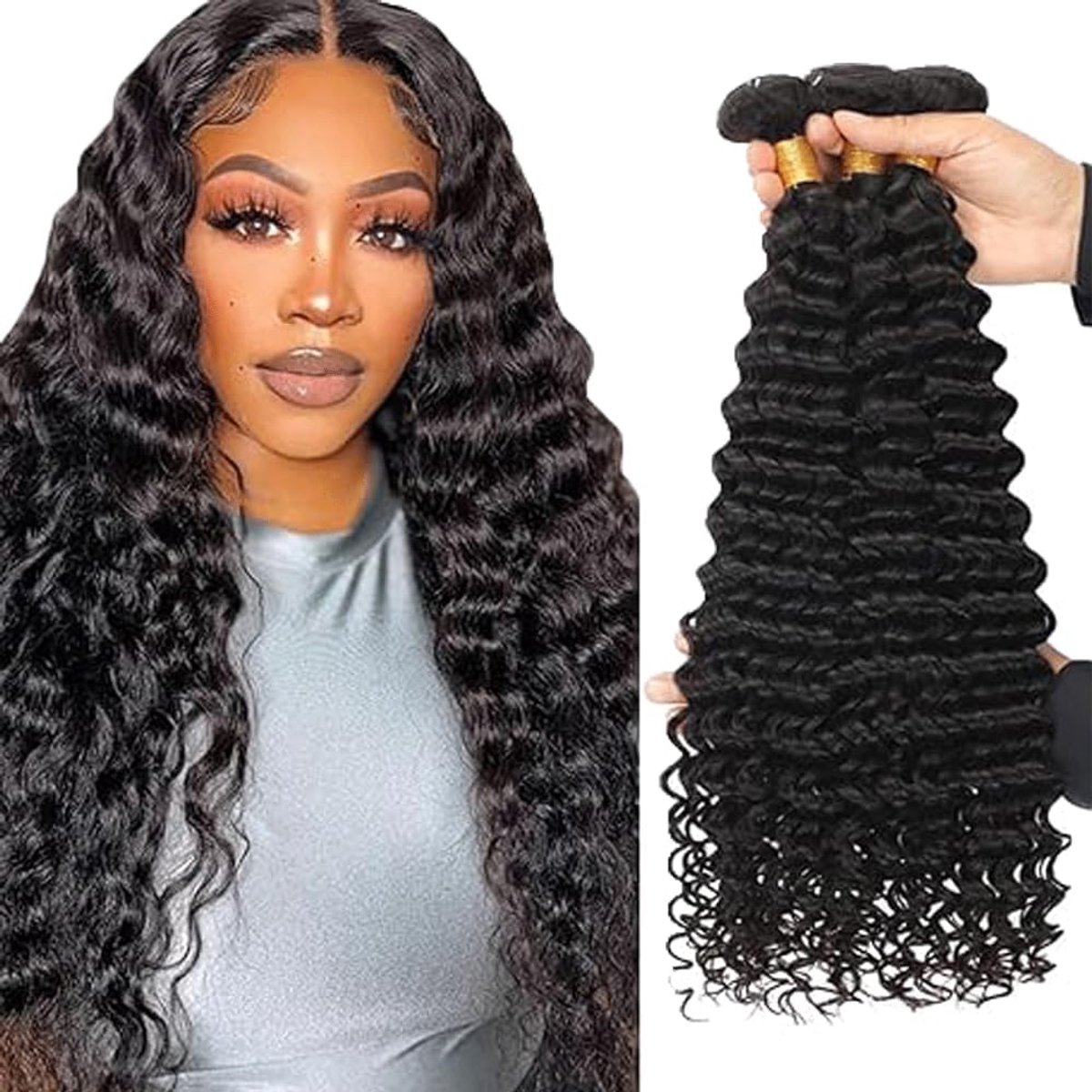 Wave Perücke Damen Bundles Human Hiar Brazilian Virgin Human Hair Extensions #1B Natural Black Mensliches Haar Bundle With Minimal Shedding For Women 18 20 22 Inch