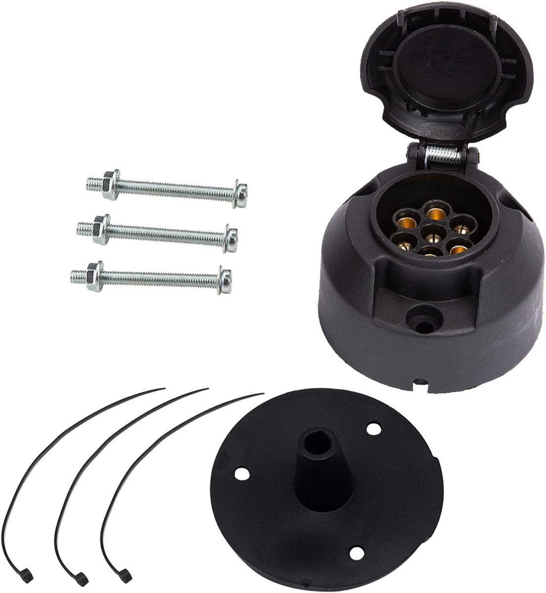 7 Pin Aanhangwagen, 12v Trekhaak Trekbus Connector met Rubberen Pakking, Waterdicht voor Truck/RV Caravan/Trailer Accessoires Adapter