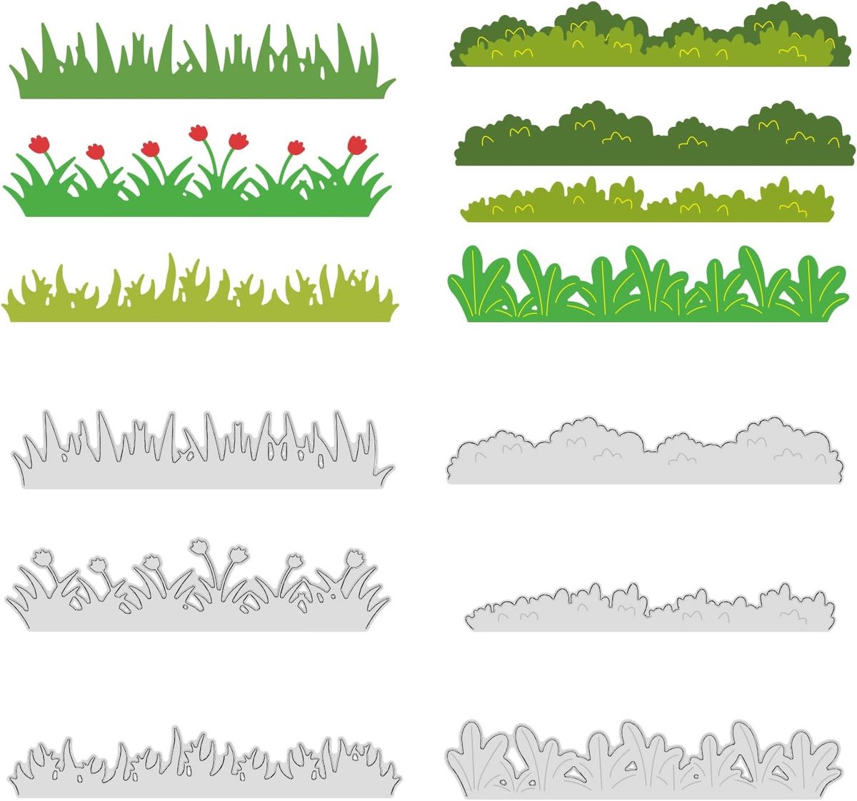 6 Stks Gras Rand Metalen Die Cuts Gras Rand Snijden Dies Cut Stencils Voor Scrapbooking Snijden Dies Diy Album Album Decor Craft Fotoalbum Decoratieve Embossing Papier Matrijzen