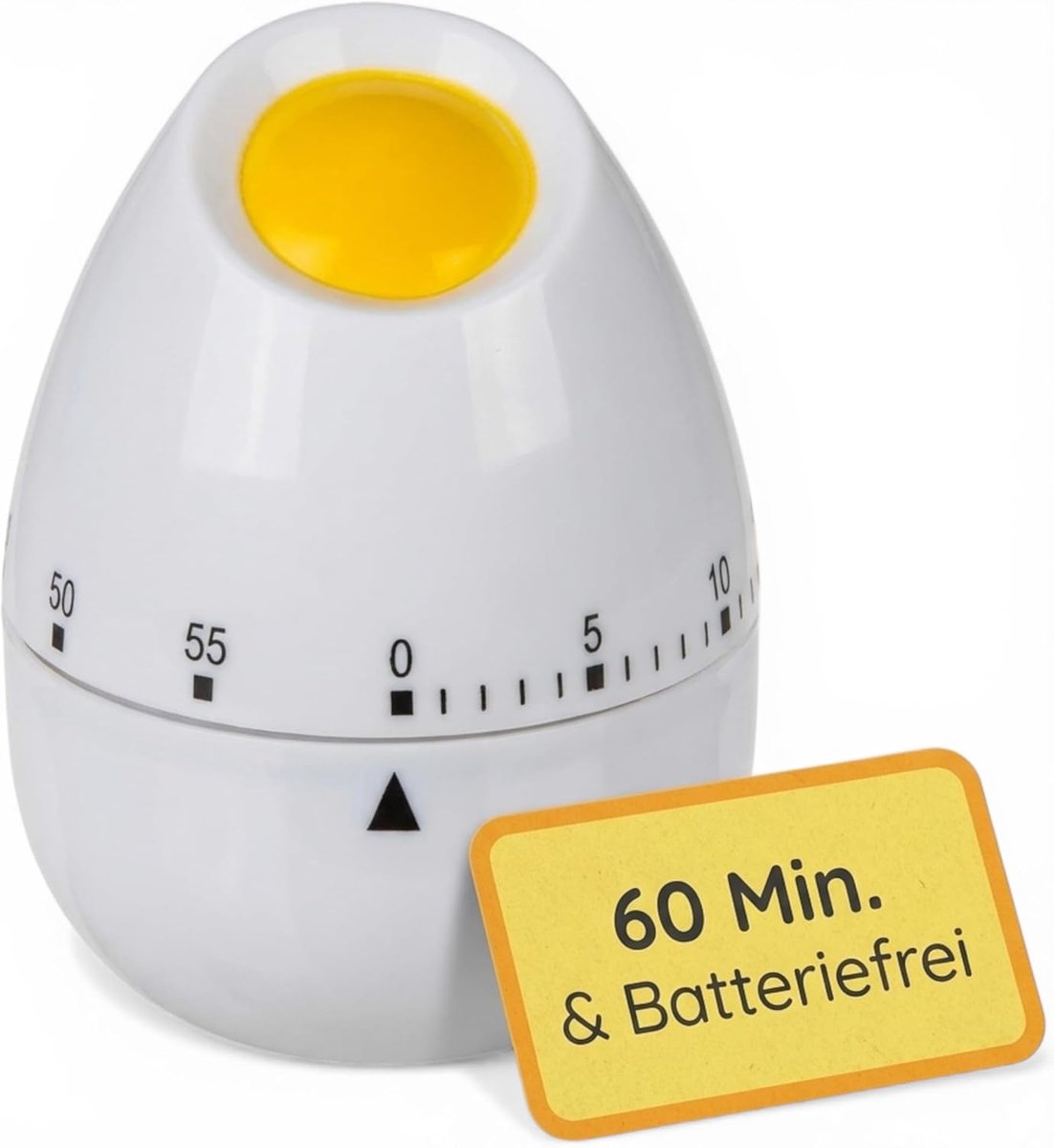 Keukentimer in eivorm, 60 minuten korte tijdwekker, kunststof, eierwekker, ei, countdown-timer, praktische timer voor je keuken (ei met dooier)