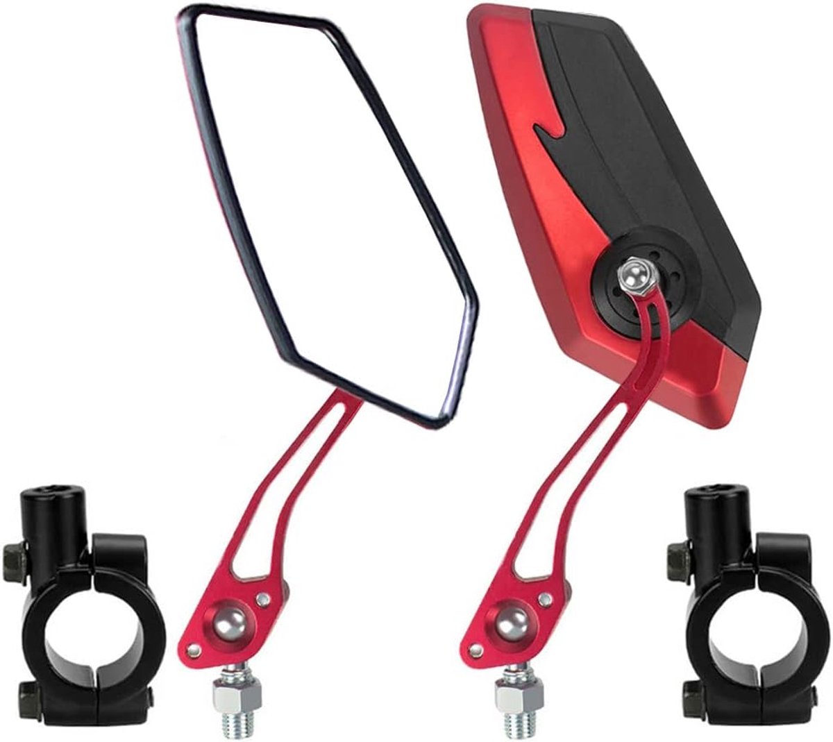 Motorfiets Achteruitkijkspiegel 10mm 8mm Rood Motor Zijspiegel Aluminium Verstelbaar Stuurspiegels Motorfietsspiegels Motorspiegel Anti-glare met 7/8 inch Montage
