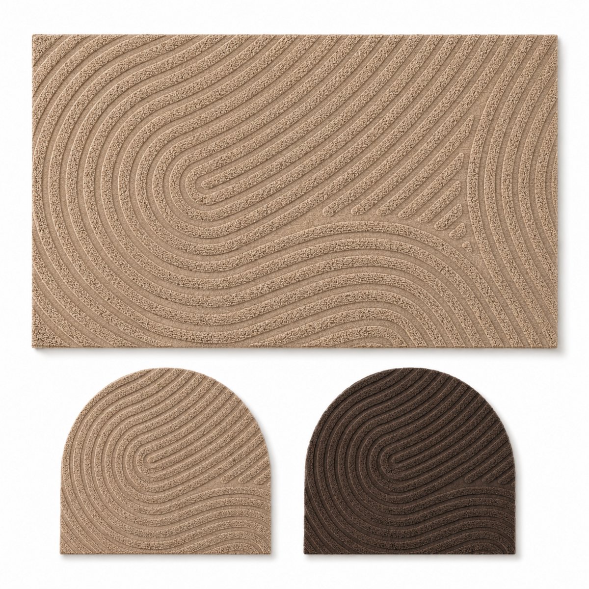 Studio M Deurmat - Japandi Stijl - Deurmat Binnen - Zandbeige - 60x90 cm - Antislip Deurmat - Polyester & TPE - Vloerverwarming Geschikt Zandbeige (Golvend)