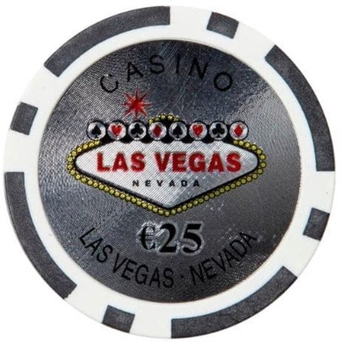 Las Vegas Poker Chips €25,- zwart - (25 stuks) - pokerchips - pokerfiches - ABS chips - pokerspel - pokerset - poker set