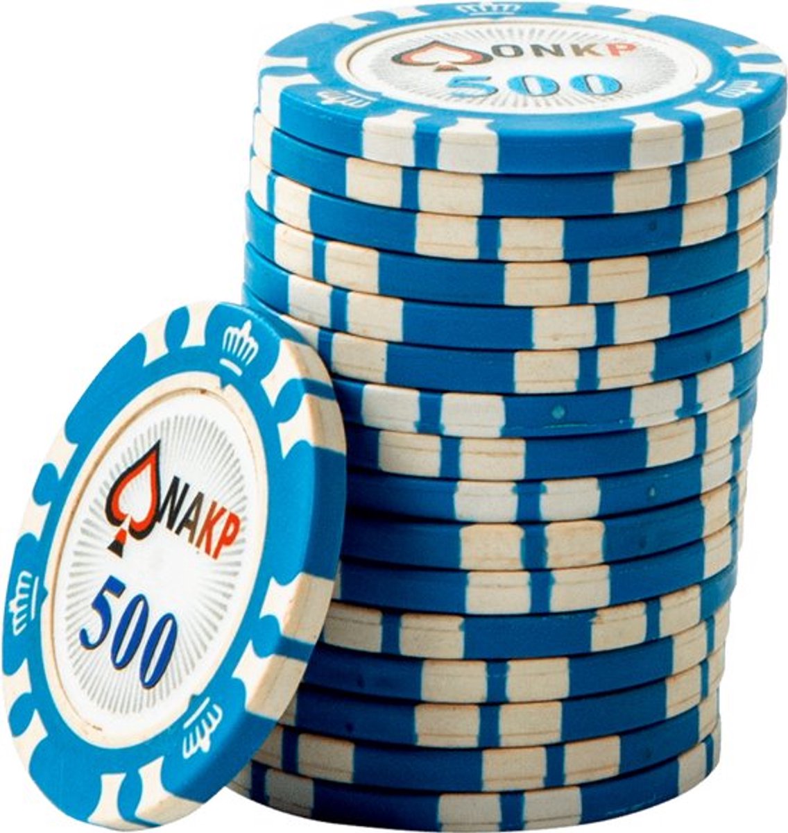 ONK Poker Chips 500 blauw (25 stuks) - pokerchips - pokerfiches - poker fiches - clay chips - pokerspel - pokerset - poker set
