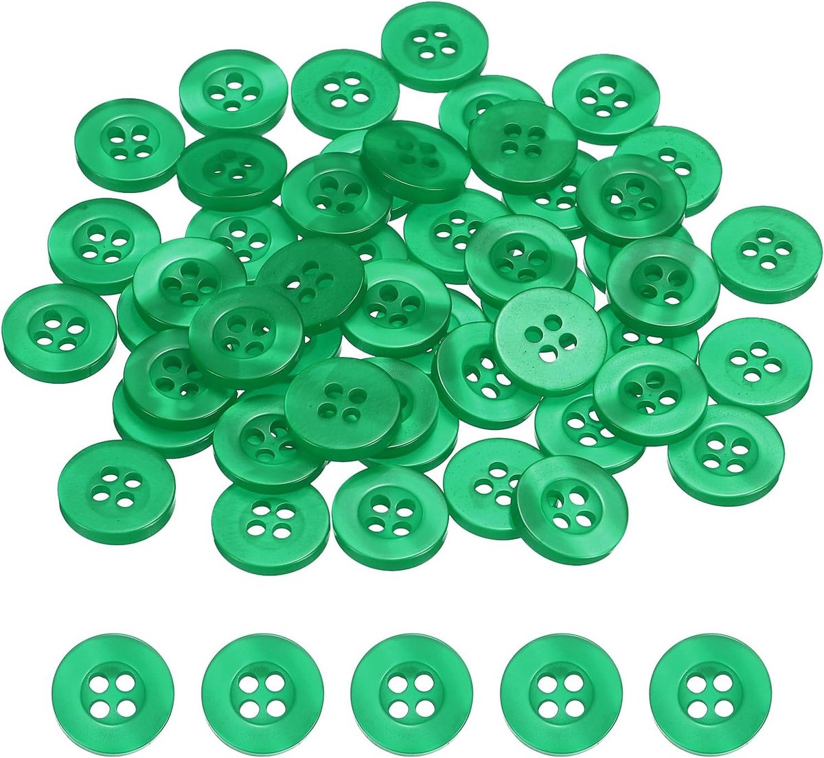Knopen 11,5 mm (0,45 inch) 4 gaten hars ronde ambachtelijke vervangingsknoppen voor kleding doe-het-zelf handwerk decoratie, groen