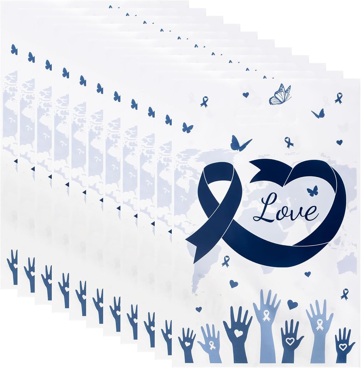 60 bewustwordingszakken voor prostaatkanker, draagbare opbergzakken met blauw lint met handgrepen voor het verpakken van herbruikbare snoep, voor liefdadigheidsfeesten