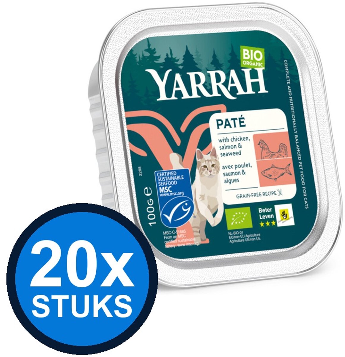 Yarrah Yarrah cat bio alu grainfree paté zalm&zeewier 100gr