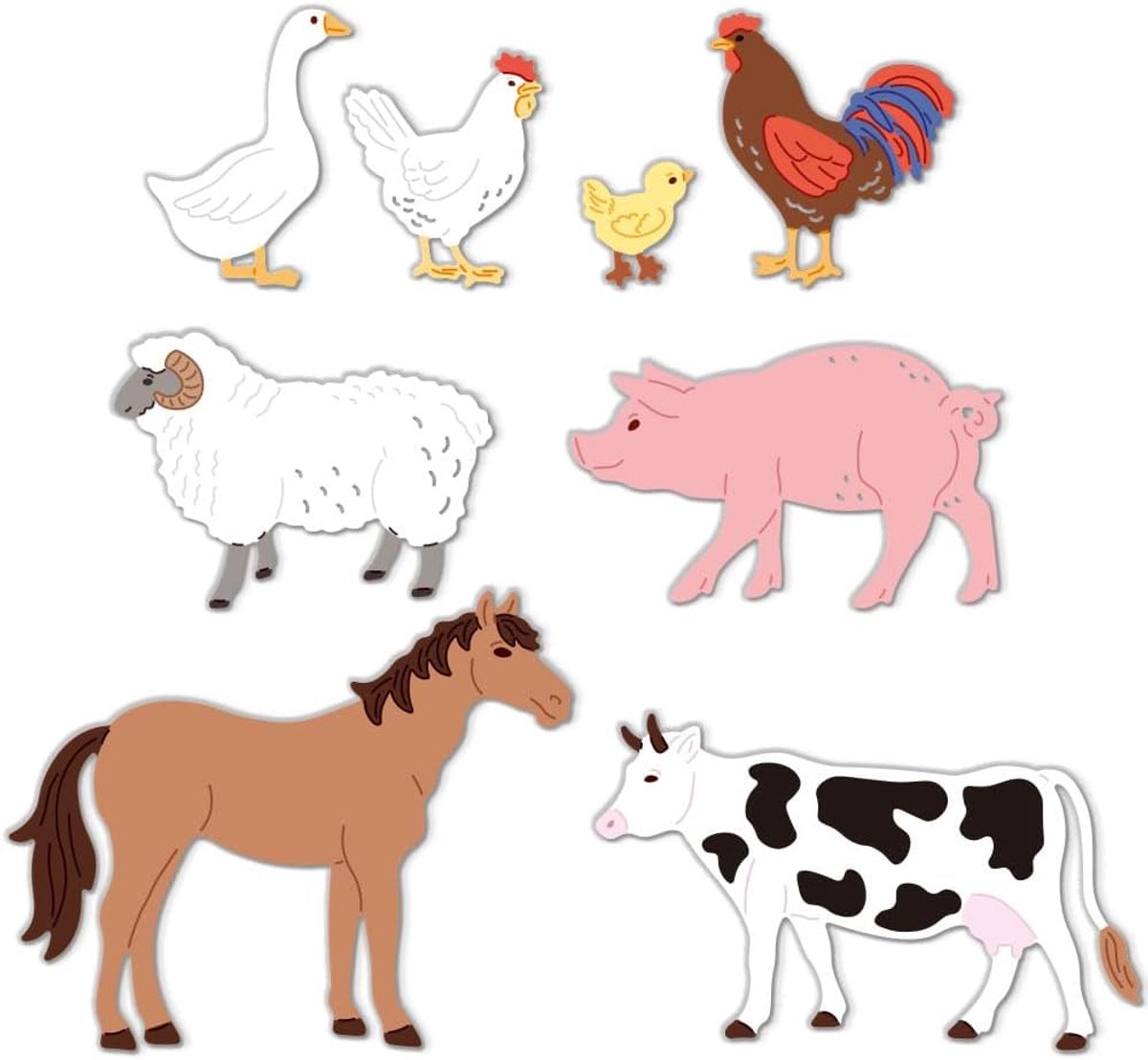 8 stijlen boerderij dieren snijmatrijzen kaart maken stansen koolstofstaal stanssjablonen embossingsjablonen sjablonen voor bruiloft papier handwerk kaart albums cadeaukaart decoratie