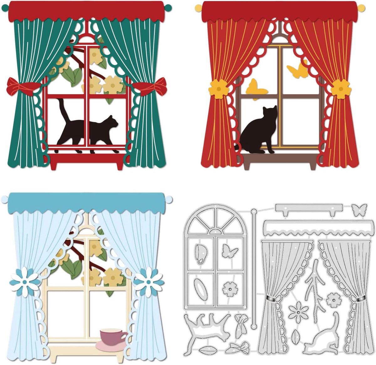 Raammatrijzen Snijdt Gordijn Metaal Snijden Dies Frame Snijden Dies voor Kaarten Maken Kat Vlinder Patroon Opruiming Embossing Matrijzen voor DIY Scrapbooking Decor