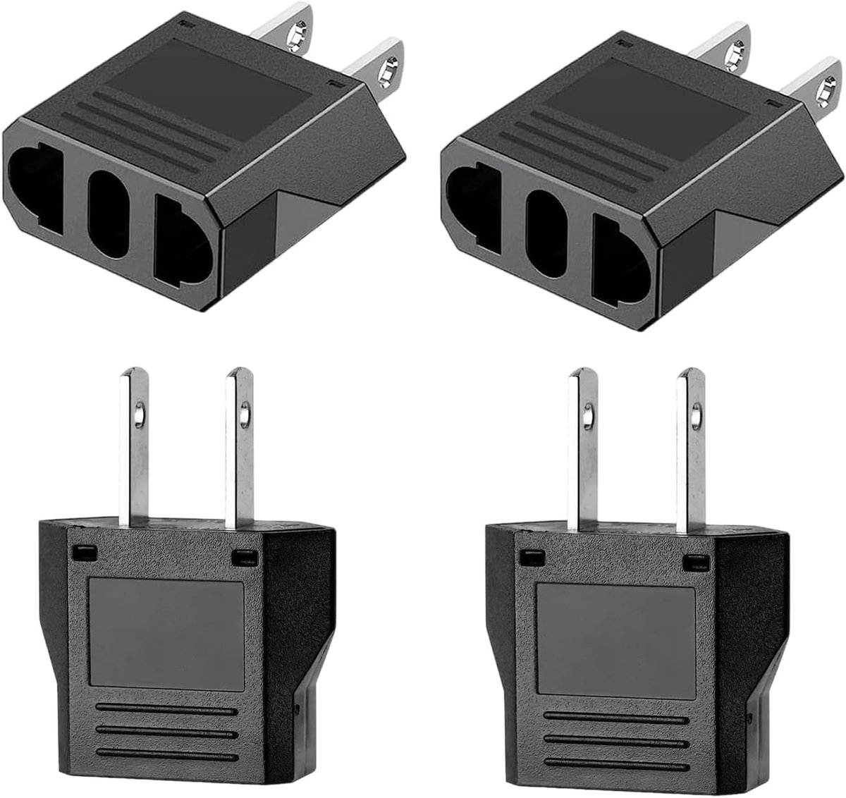 4 stuks reisadapters, EU naar US adapter, adapterstekker USA Duitsland stekker, reisstekker EU naar VS Duitsland/Europese stekker Amerika/Canada/Mexico converter voor apparaten met