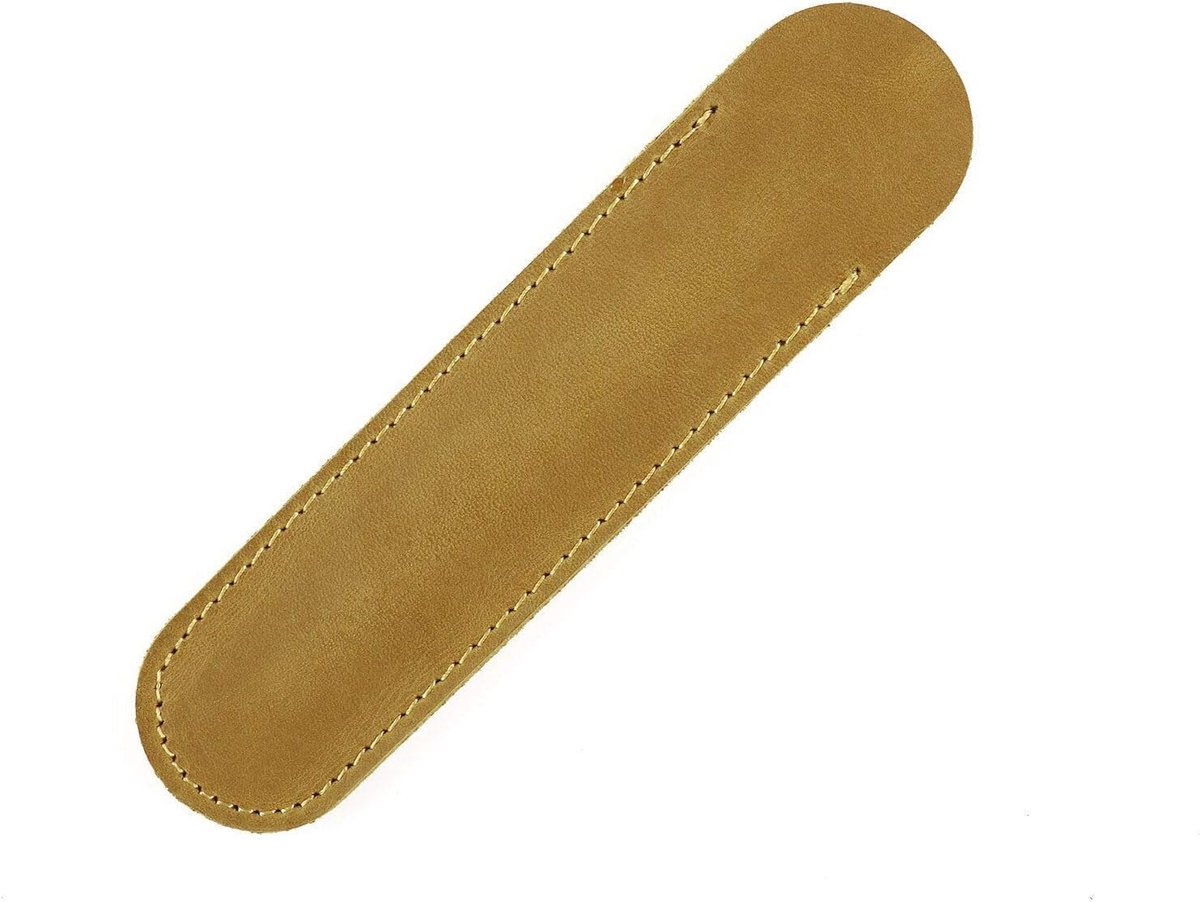 Pennenetui Lederen Pennenetui Houder, Enkele Vulpenhouder, Handgemaakte Zachte Pen Beschermhoes voor Pennen, 1 Pak (15 cm x 4,2 cm, Khaki)
