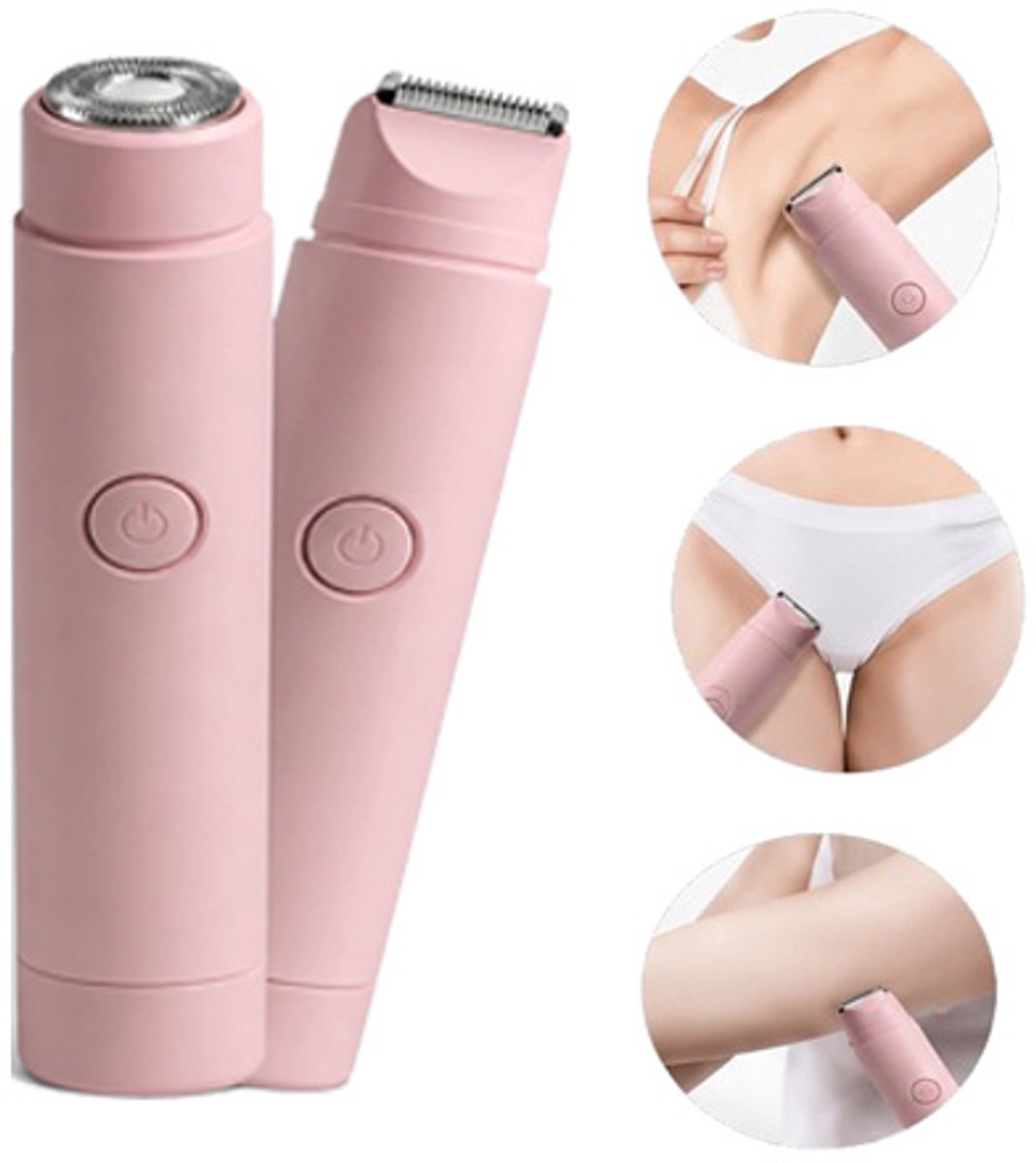 Loha party® Ladyshave voor Vrouwen -Epilators - Mini elektrische scheerapparaat - 2 in 1 - Bikinitrimmer - Trimmer Vrouw Intiem - Wet & Dry - Gezicht & Lichaam - roze