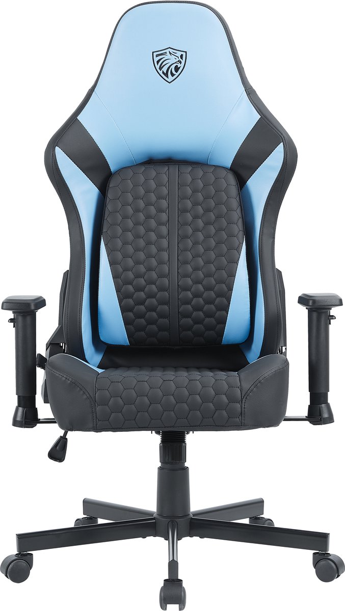 Devoko Bureaustoel - Ergonomische Bureaustoel - 2D-armleuningen - Koudschuim met hoge veerkracht - Verstelbare lendensteun (6° tot 35°) - Game Stoel met hoofdsteun - 150 kg - Zwart Blauw