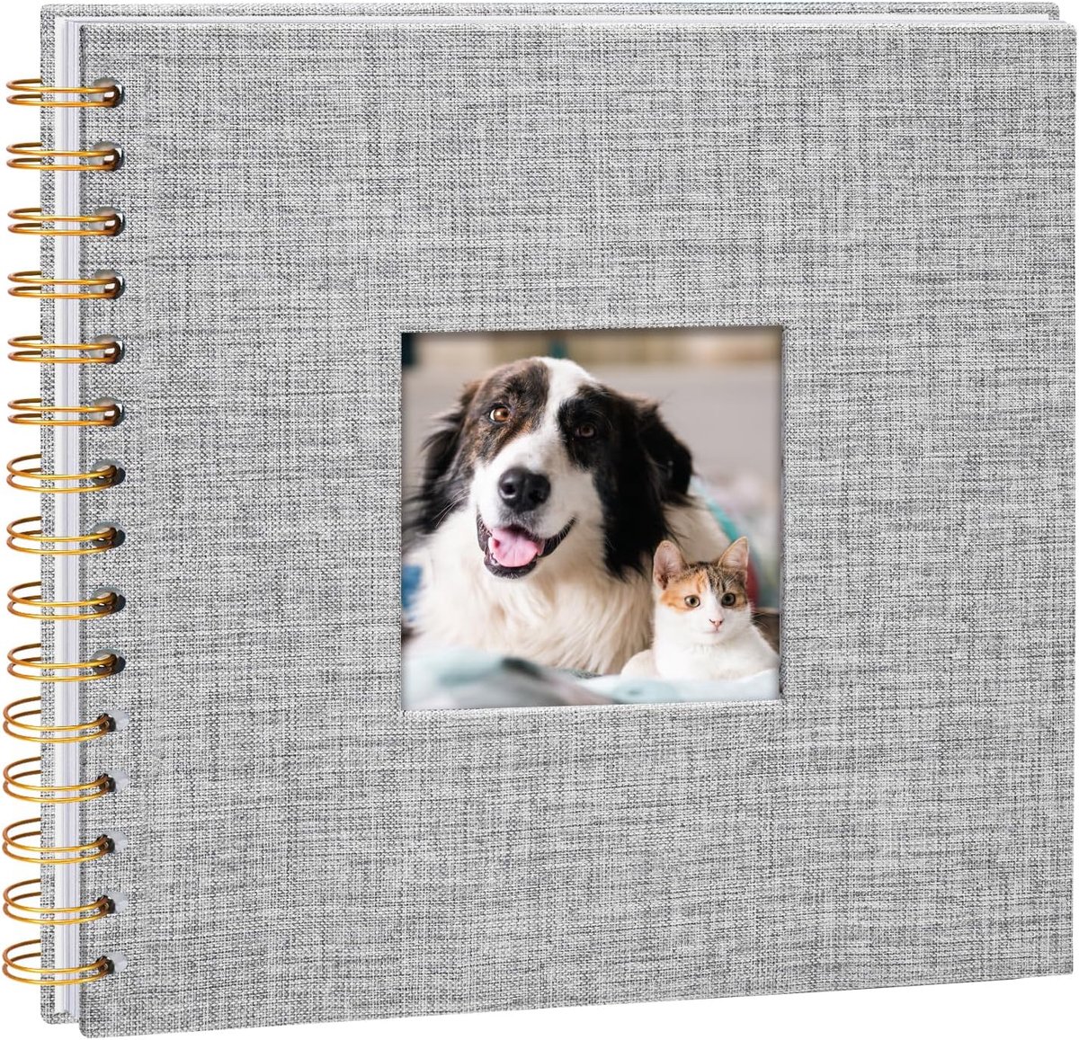 Fotoalbum in Linnen, 20,5 x 20,5 cm Herinneringen Boek met 40 Witte Pagina's Doe-Het-Zelf voor Reizen, Familie, Huwelijk, Kerstmis, Grijs | Leeg fotoalbum, doe-het-zelf fotoboek voor bruiloft, familie, reizen, verjaardag, baby