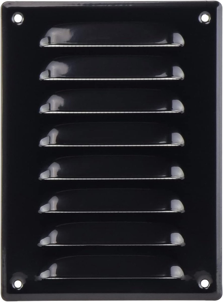 Zwart 140 x 190 mm ventilatierooster, metalen afvoerrooster, afdekking met knaagdierbeschermingsnet, afvoerrooster