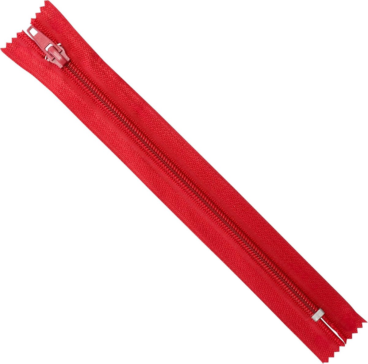 - Set van 12 Spiralen ritsen N°5 20 cm niet-gescheiden met schuiver - van metaal nylon polyester - kleur rood - naaien reparatie textiel creatie