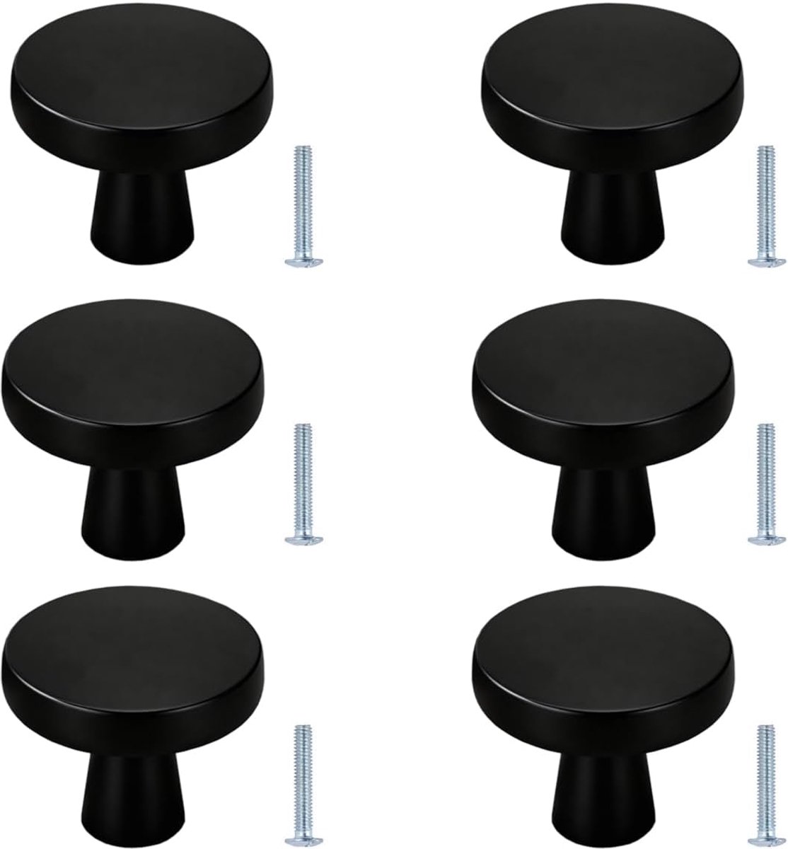 6 stuks meubelknoppen, 35 mm x 26 mm, ladeknop, meubelknoppen, handgreep met schroeven voor kast, ronde deurgrepen, ladegrepen voor kledingkast