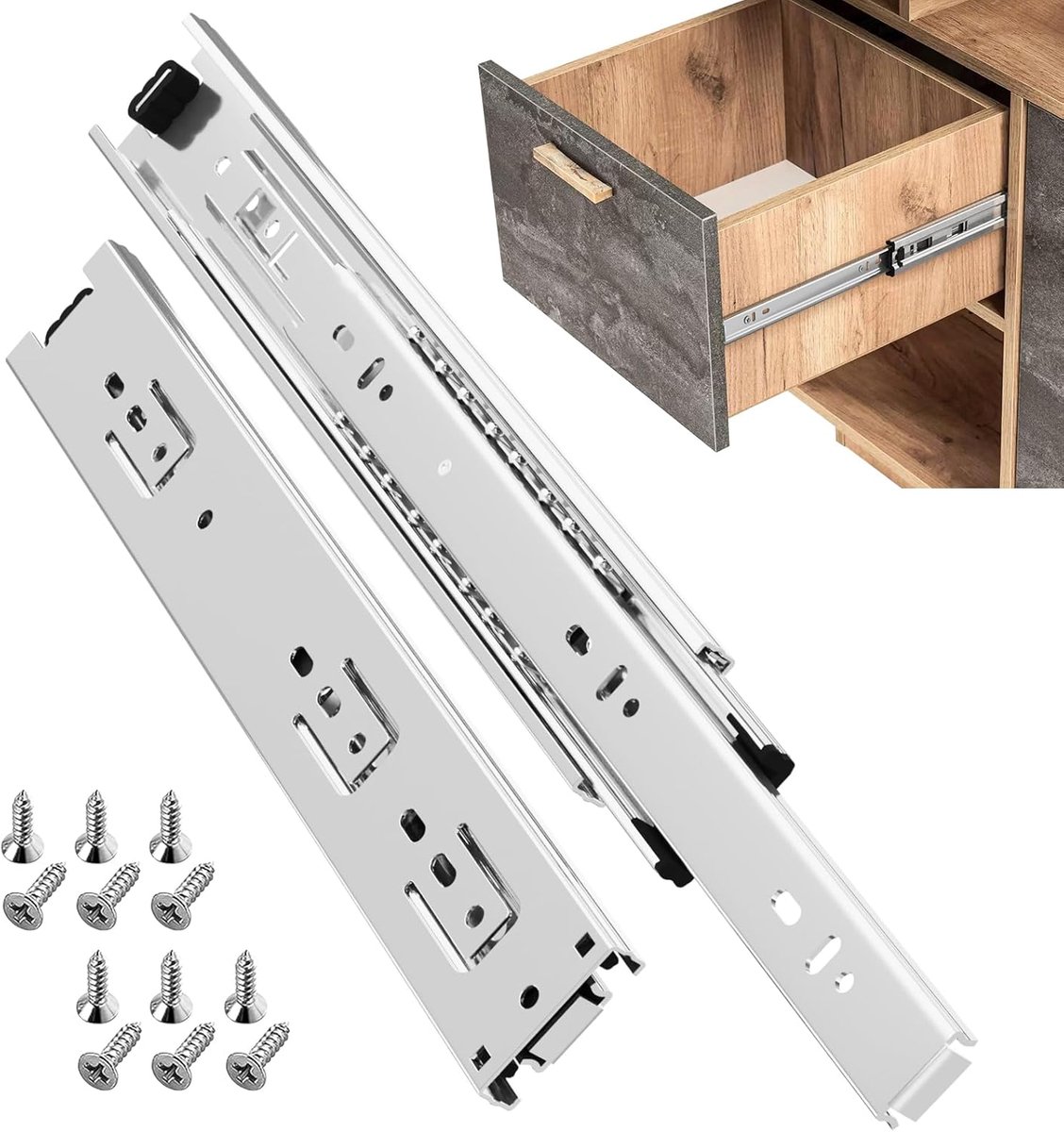 Volledig uitschuifbaar Ladegeleider 250 mm Zilver