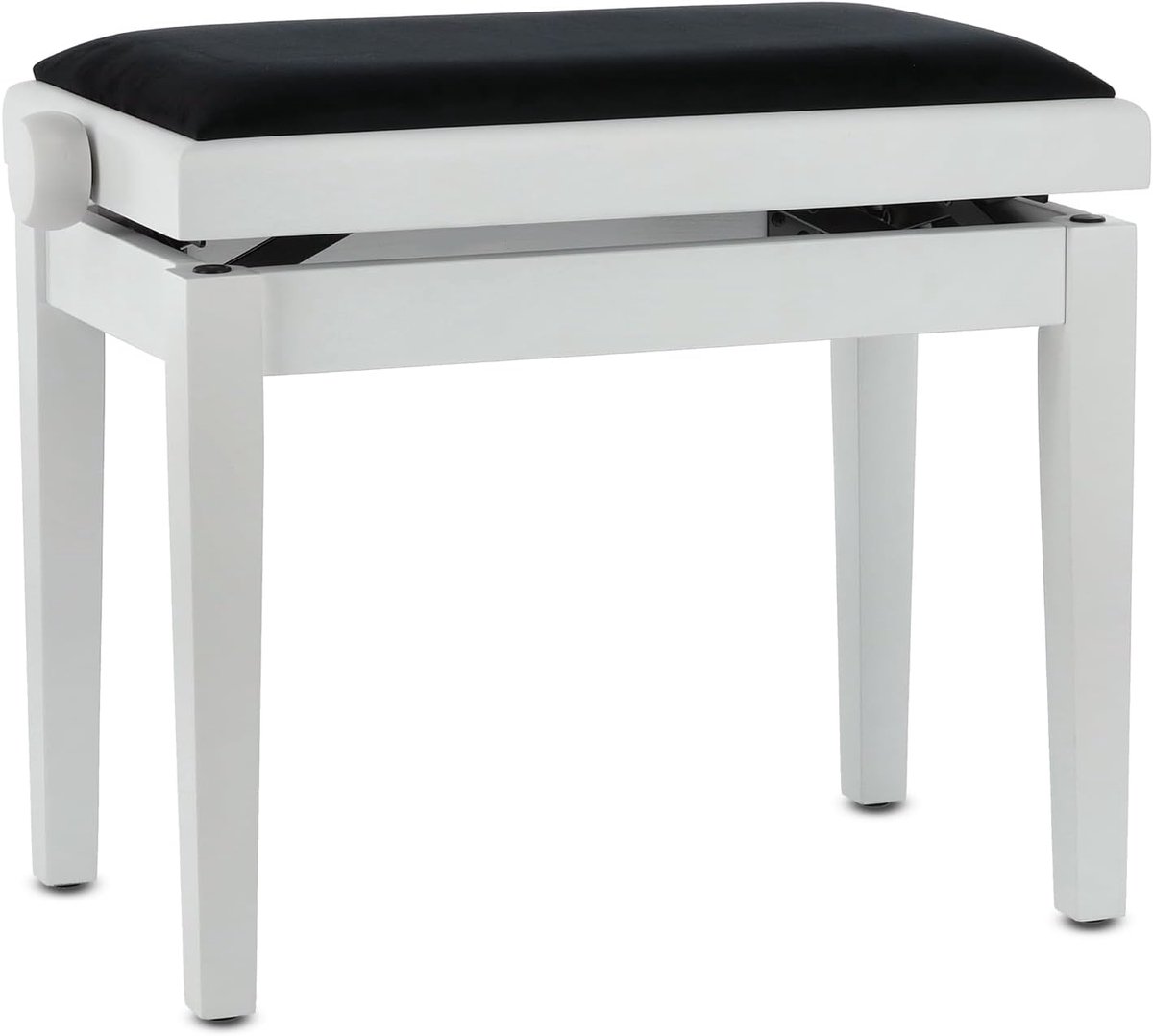 Pianobank Deluxe, massief hout, in hoogte verstelbaar, wit mat