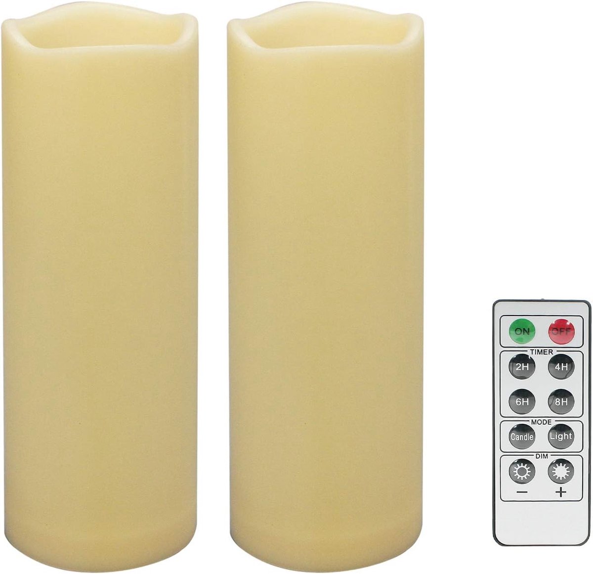 2 STUKS 7,6 cm x 20,3 cm Waterdichte Outdoor Batterij Werkende Vlamloze LED Pilaar Afstandsbediening Kaarsen Flikkerende Kunststof Hars Elektrische Decoratieve Verlichting voor Lantaarn Terras Tuin