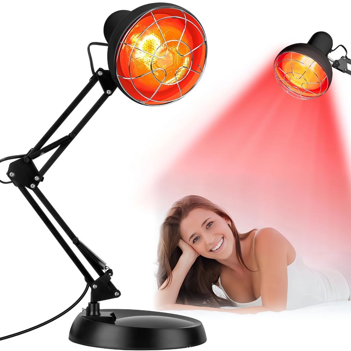 NIVA® Infra Rood Lamp - Lichttherapie - Infrarood Lampen - Zwart - 22cm x 22cm x 35cm